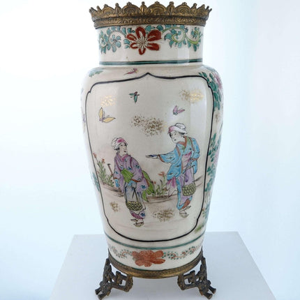 c1880 Meiji Period French Bronze mounted Japanese Satsuma vase