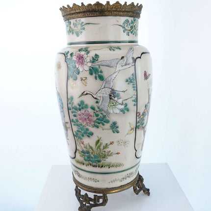 c1880 Meiji Period French Bronze mounted Japanese Satsuma vase