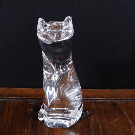 9" Steuben Crystal Slinky Cat Figur, makellos, 3,5" breit