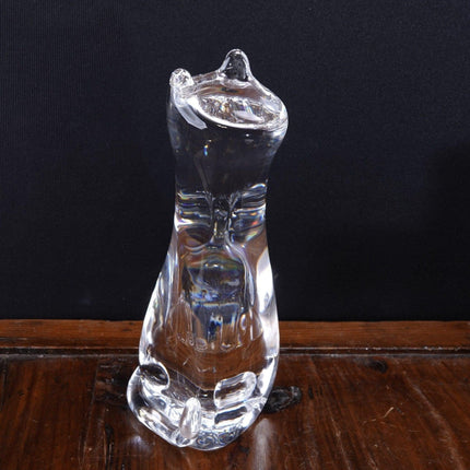 9" Steuben Crystal Slinky Cat Figure Flawless 3.5" wide