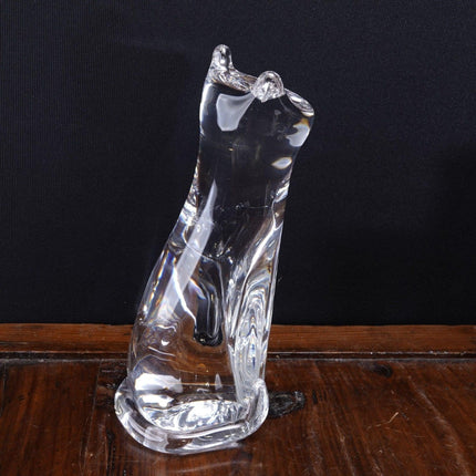 9" Steuben Crystal Slinky Cat Figure Flawless 3.5" wide