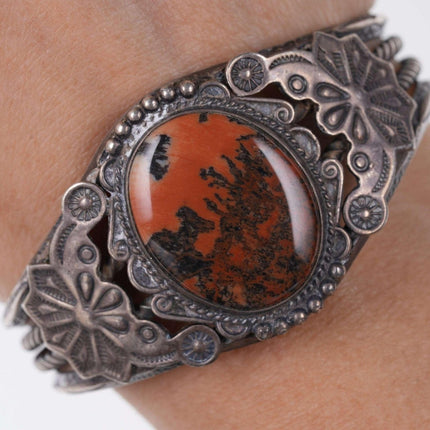 c1940's Navajo Silver Petrified wood cuff