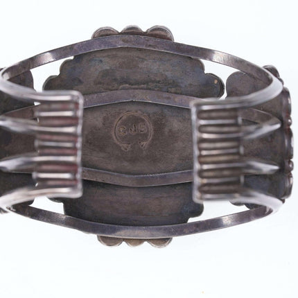 Großes Vintage-Armband aus Silber und Jaspis der amerikanischen Ureinwohner