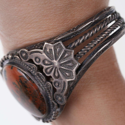 c1940's Navajo Silver Petrified wood cuff