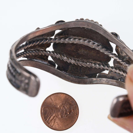 c1940's Navajo Silver Petrified wood cuff