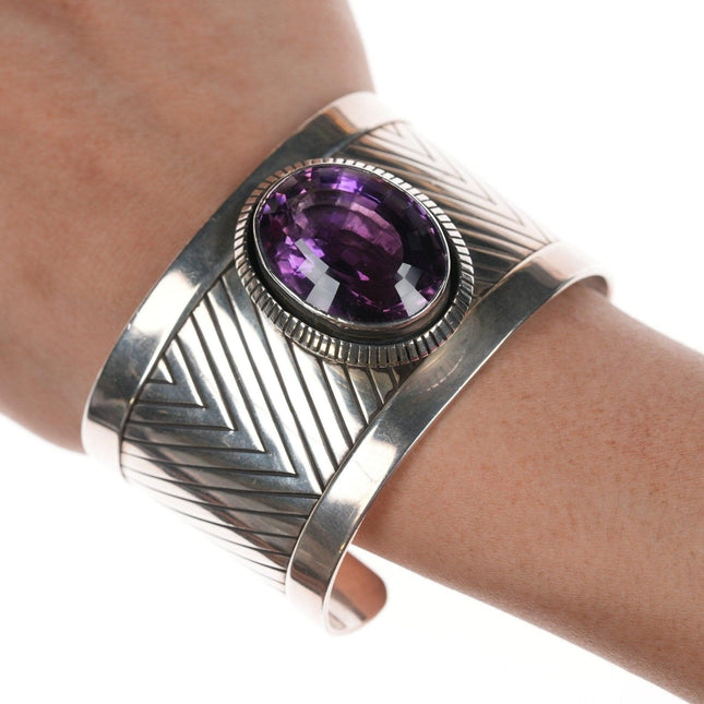 7" Danny Delgarito Navajo for Carol Felley Sterling and amethyst bracelet