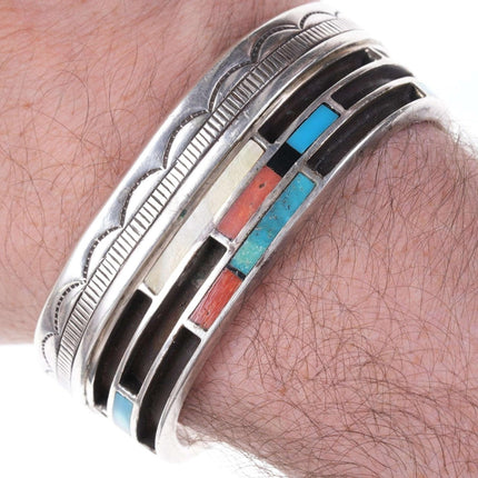 Heavy Vintage Zuni Channel inlay cuff bracelet