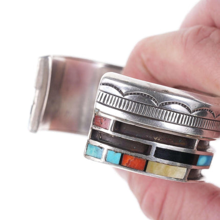 Heavy Vintage Zuni Channel inlay cuff bracelet