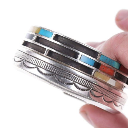 Heavy Vintage Zuni Channel inlay cuff bracelet