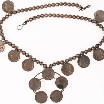 Vintage Navajo Sterling silver Buffalo Nickel Squash Blossom necklace