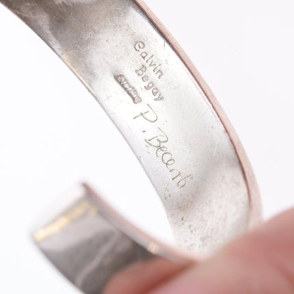 6.5 吋 P. Becenti For Calvin Begay 矽化木質/石材鑲嵌純銀手鍊
