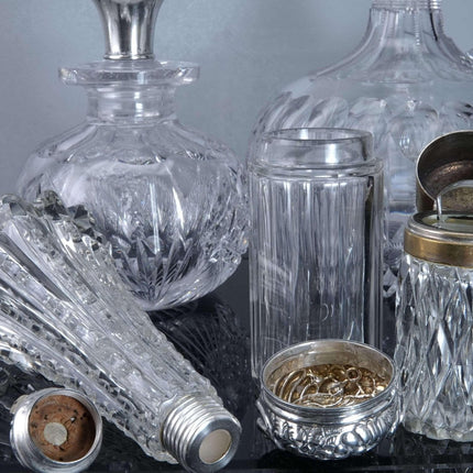 um 1900, geschliffenes Glas, Sterling-Duftflasche