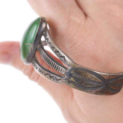c1930's Navajo Hand Stamped silver and turquoise bracelet