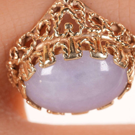Größe 6,5 Vintage 14k Gold Lavendel Jade Ring