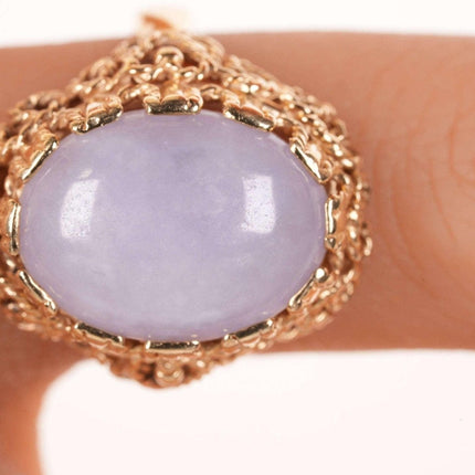 Sz6.5 Vintage  14k gold Lavender Jade ring