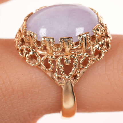 尺寸 6.5 复古 14k 金淡紫色翡翠戒指