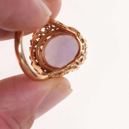 尺寸 6.5 复古 14k 金淡紫色翡翠戒指