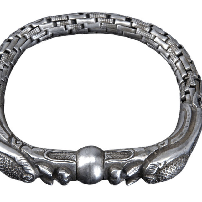 c1890 Antikes chinesisches silbernes Drachen-Gliederarmband