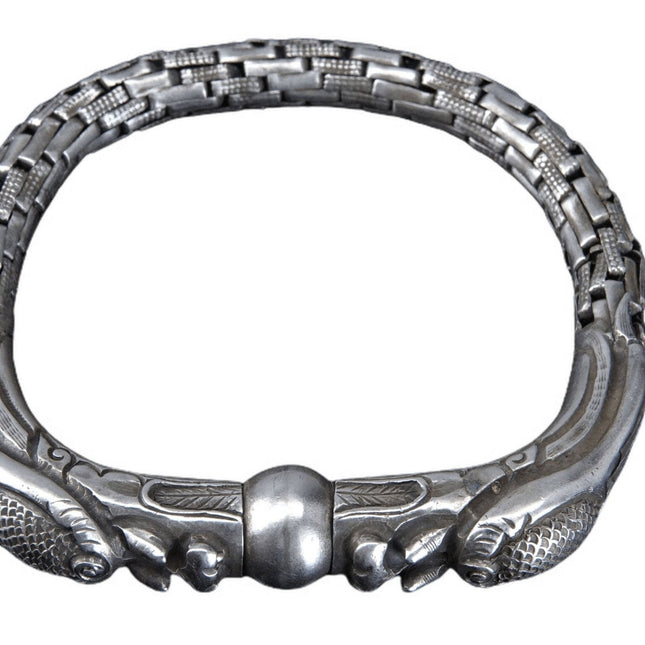 c1890 Antique Chinese Silver Dragon Link Bracelet