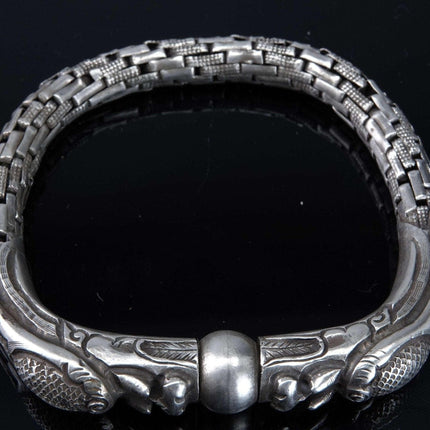 c1890 Antique Chinese Silver Dragon Link Bracelet