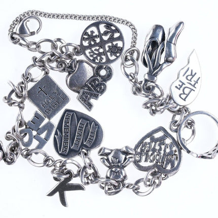 7.75" James Avery Sterling silver Charm bracelet with lots of charms