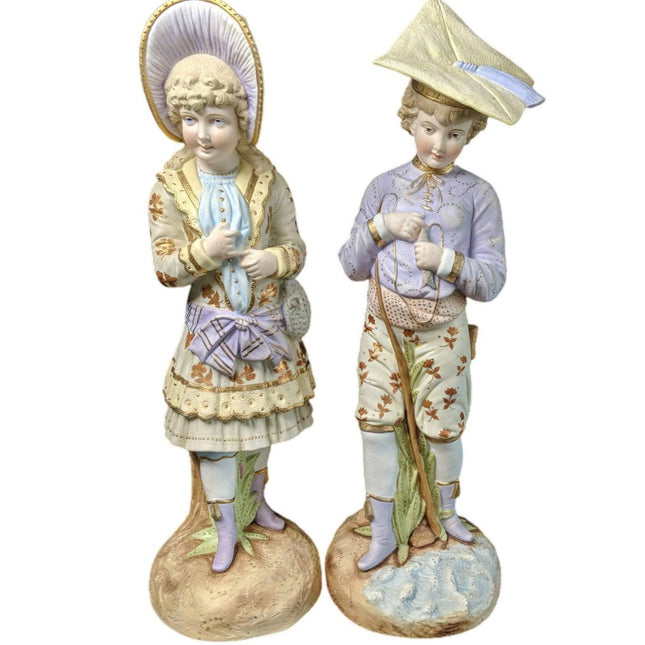 19" c1905 Royal Rudolstadt Bisque Junge/Mädchen Figurenpaar