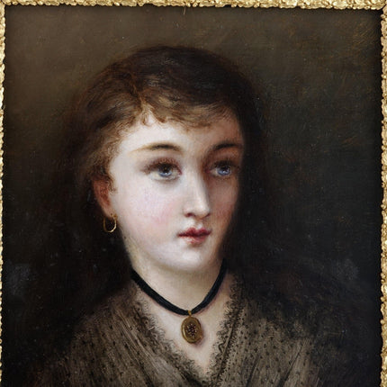 c1850 Porträt einer jungen Frau, Öl auf Leinwand, in unglaublichem Rahmen