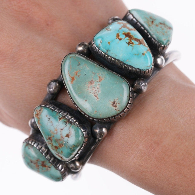 7.5" Vintage Navajo Silver and Royston turquoise bracelet