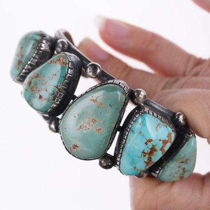 7.5" Vintage Navajo Silver and Royston turquoise bracelet