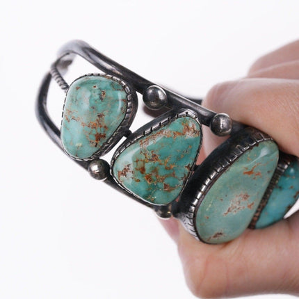 7.5" Vintage Navajo Silver and Royston turquoise bracelet