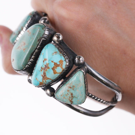 7.5" Vintage Navajo Silver and Royston turquoise bracelet