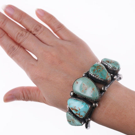 7.5" Vintage Navajo Silver and Royston turquoise bracelet