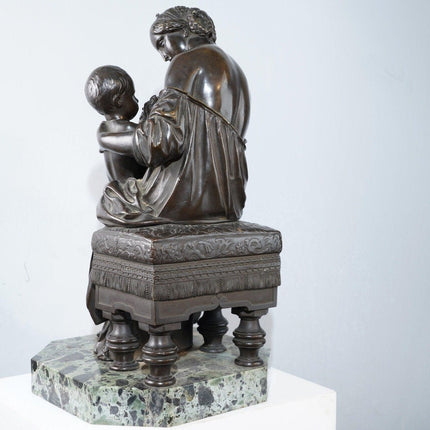 Antique European Bronze Mother and Child bonding