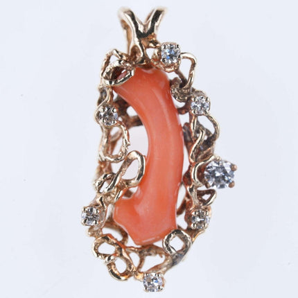 Estate 14k/Diamond/branch coral pendant