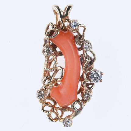 Estate 14k/Diamond/branch coral pendant