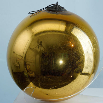 c1880's 7.5" Antique Kugel Christmas ornament Mercury glass ball