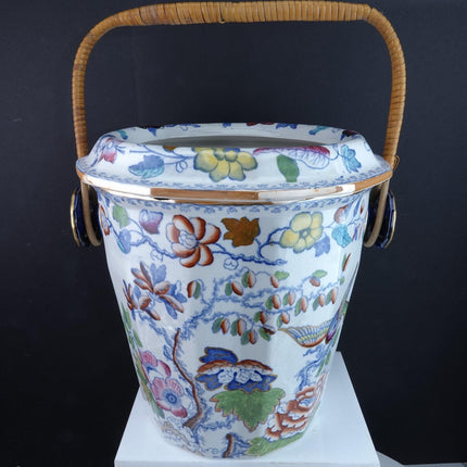 c1870 Masons Flying Bird Chinoisiere Handbemalter polychromierter Transferware-Slop-Eimer