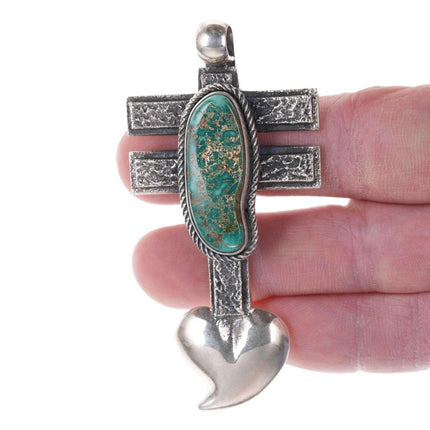 Navajo sterling Tufa Cast High Grade Royston turquoise pendant