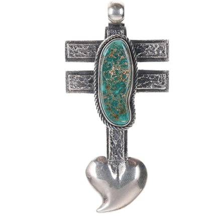 Navajo sterling Tufa Cast High Grade Royston turquoise pendant