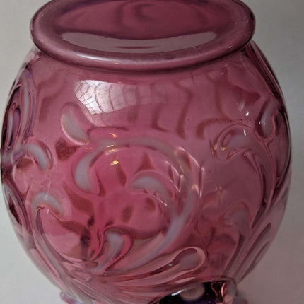 c1890 Cranberry Opalescent Buttons n Braids Water Pitcher