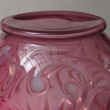 c1890 Cranberry Opalescent Buttons n Braids Water Pitcher