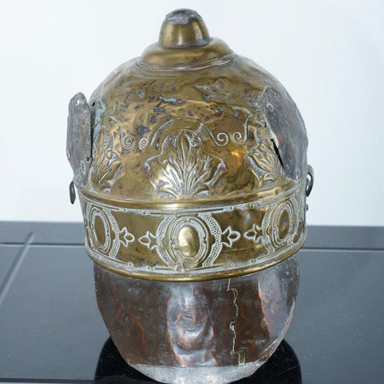 Antiker Husaren-/Feuerwehrmann-Helm aus Messing