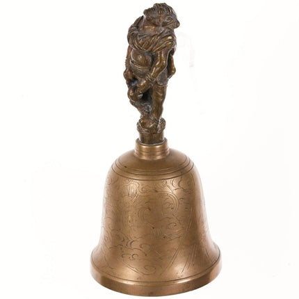 Antique Japanese Bronze Oni Figural Table Bell