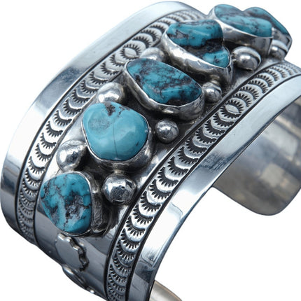 Bracciale con polsino turchese in argento sterling Ron Tom Navajo