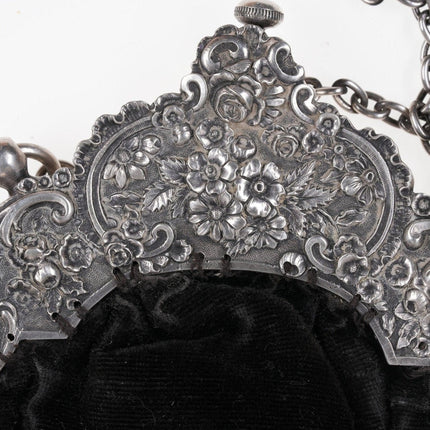 c1880 A. Jacobi 巴尔的摩纯银 Repousse Chatelaine 钱包