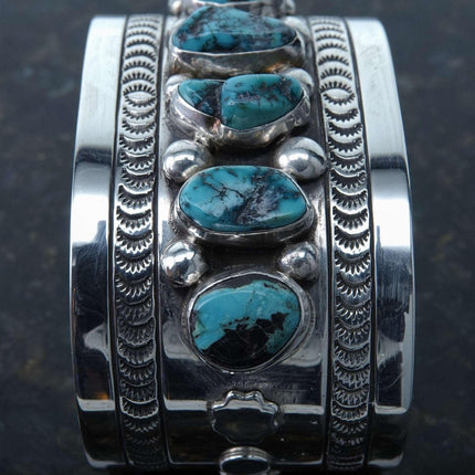 Bracciale con polsino turchese in argento sterling Ron Tom Navajo