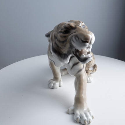 13" Bing and Grondahl Snarling Tiger Figure by Lauritz Jensen
