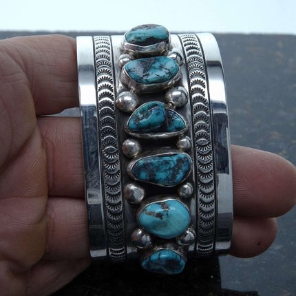 Bracciale con polsino turchese in argento sterling Ron Tom Navajo