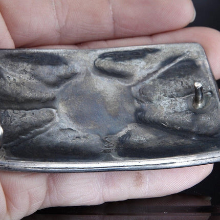 Alburn Sleeper (1937-2021) early work Engraved Sterling Turquoise Belt buckle Ro