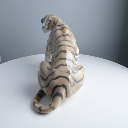 13" Bing and Grondahl Snarling Tiger Figure by Lauritz Jensen
